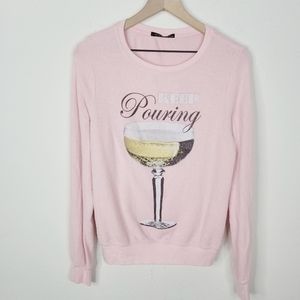 Wildfox Sweatshirt Pink Sipping Wine Crewneck